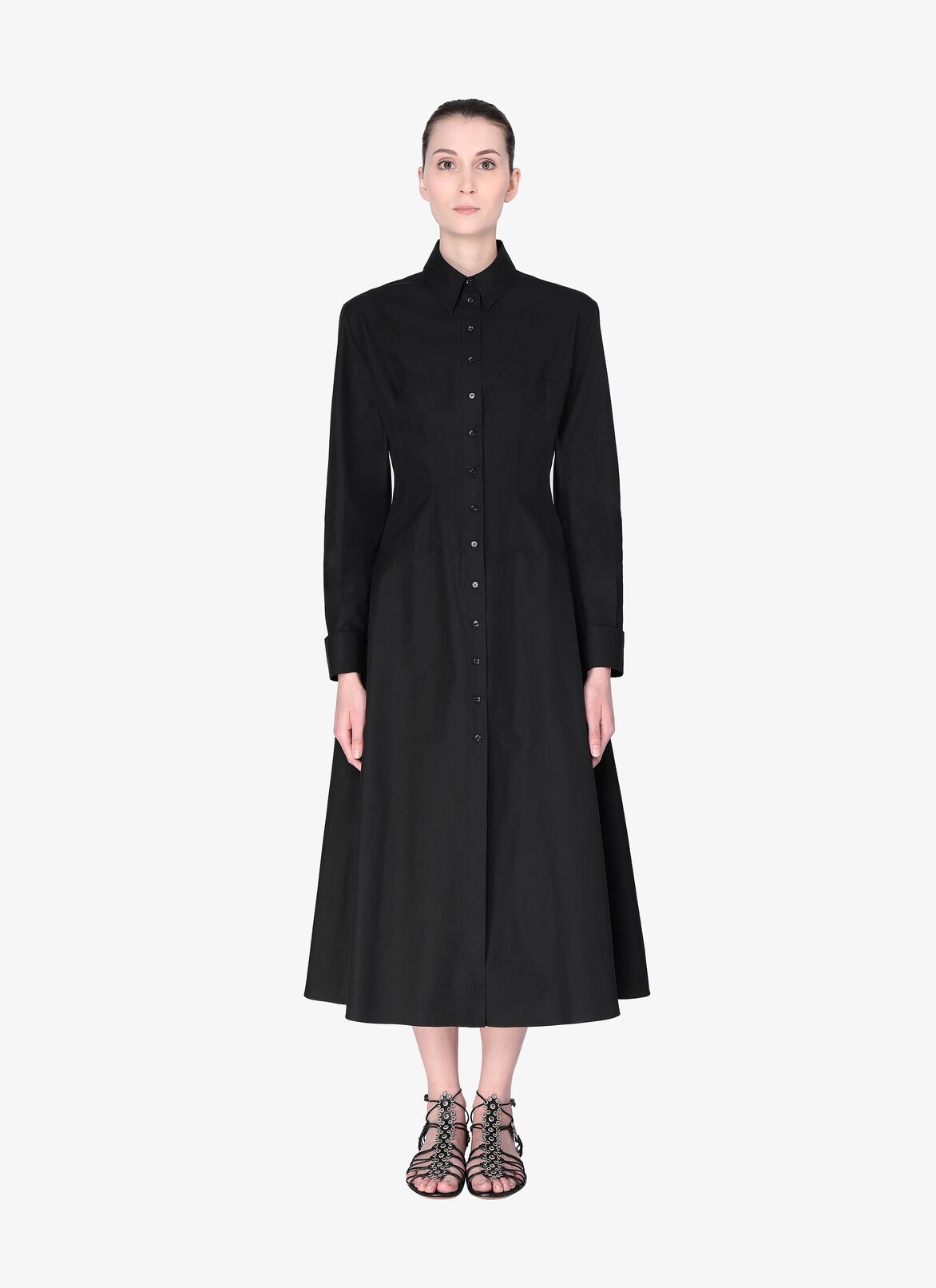 ROBE POPELINE JAPONAISE NOIR ALAÏA NOIR  ROBE POPELINE JAPONAISE NOIR